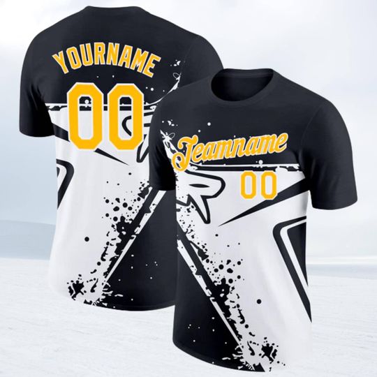 Discover Custom Baseball Jersey T-Shirt: Ink Splash Pattern, Personalized Team Design