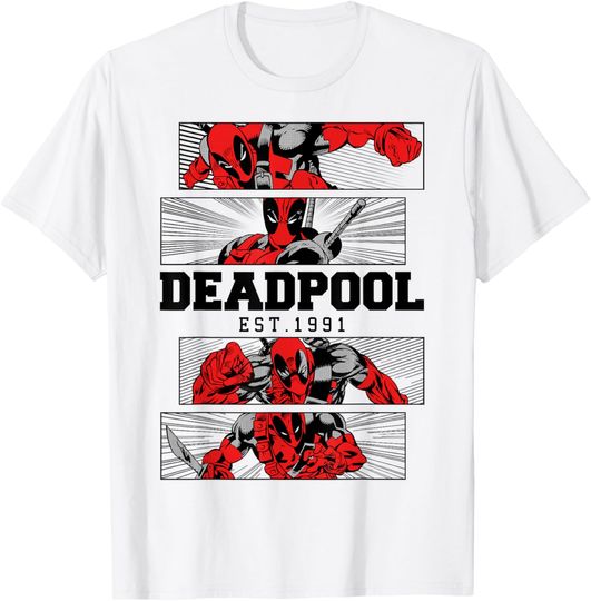 Discover Marvel Deadpool 30th Est. 1991 Panels T-Shirt