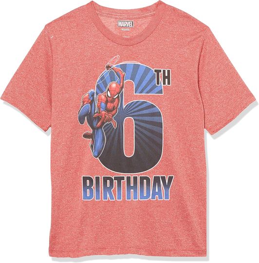 Discover Marvel Unisex-Child Spiderman 6th Bday T-Shirt