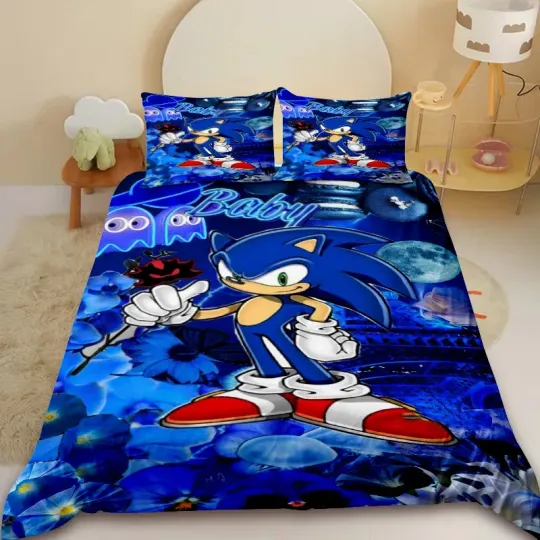 Cartoon S-Sonic Duvet Cover Kids S-Sonic Bedding Set