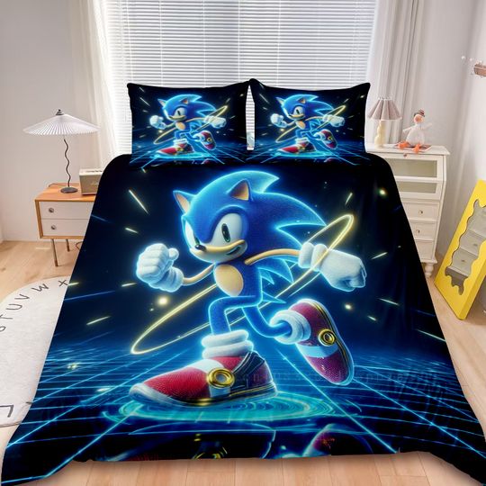 Discover Sonic Duvet Cover Teens Bedding Set Cartoon Quilt Cover Set Comforter Cover Queen King Bedroom Decor Teens soft comfortable