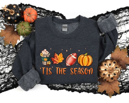 Discover Tis Season, Coffee Lover Shirt, Fall Tshirt, Pumpkin And Football Sweatshirt