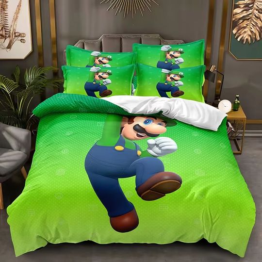 Discover Cartoon Mario Bedding Duvet Cover Soft Polyester Home Comfort 3D Printing King Size Bedroom Decoration Gift for Kids