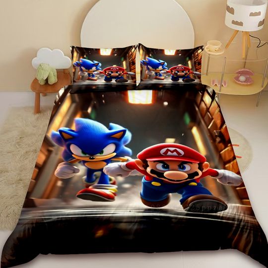 Sonic Kids Duvet Cover Set Cartoon Bedding Set