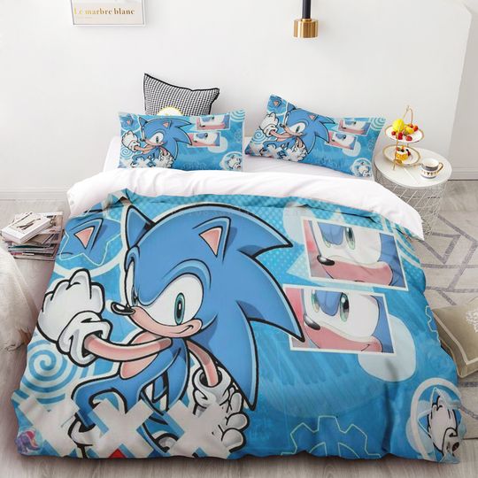 Duvet Cover Pillowcase Sonic Digimon Cartoon Bedding Set