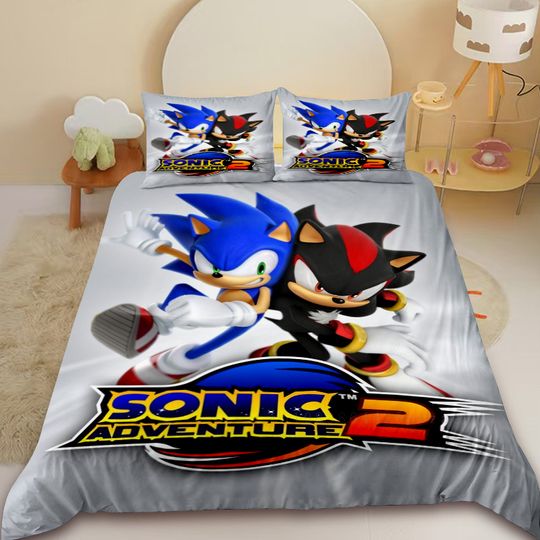 3pcs Sonic Duvet Cover Set Cartoon Bedding Set
