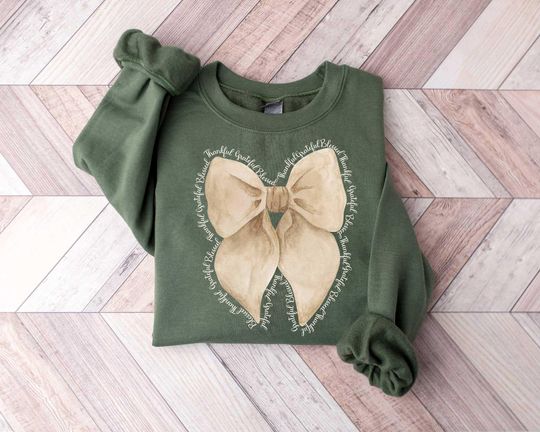 Discover Retro Thanksgiving Sweatshirt, Retro Fall Pumpkin Bow Sweatshirt