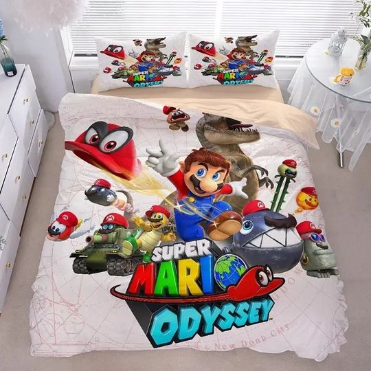 Discover 3D Anime  Super Mario BrosPrinted Bedding Set -  Duvet Cover +  Pillowcases, Suitable for Kids  Adults, Soft Polyester