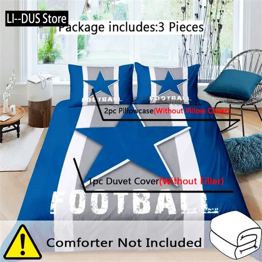 Discover Football Stripe 3D Printing, Comfortable Soft Duvet Cover Set Breathable For Bedroom Men Teens Couple Room Bedroom, Room Decor
