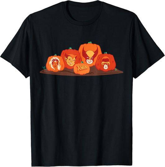 Discover Marvel Halloween X-Men Retro '80s Pumpkin Characters Group T-Shirt