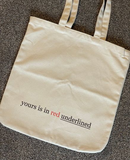 Yours is in red underlined - Taylorr Swifts Tote