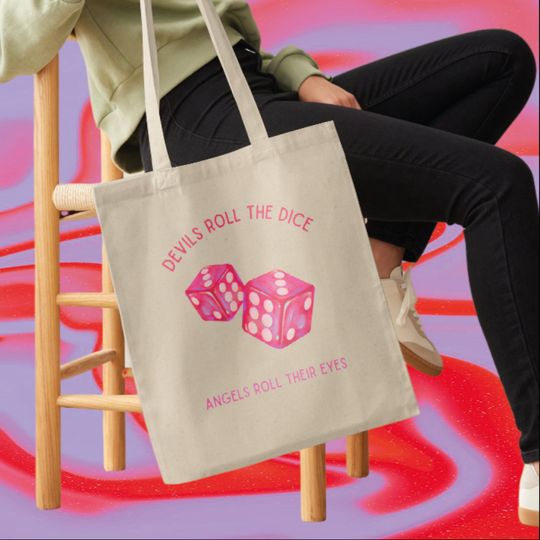 Discover Devils Roll The Dice Angles Roll Their Eyes - Retro Aesthetic Tote Bag - Custom Colour - Eco Friendly - Recycled Materials - Taylorr Swifts