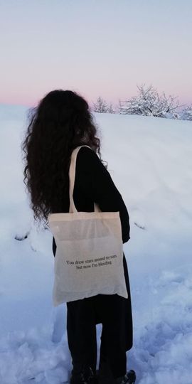 Discover Tote bag inspired by Taylorr Swifts - cardigan lyrics