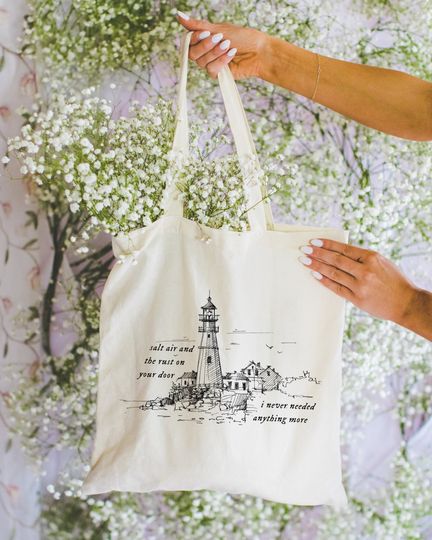 Discover Storybook Lighthouse Cotton Tote Bag - August Vibes