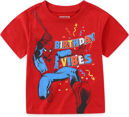 Marvel Spider-Man Birthday Boys Short Sleeve T-Shirt for Toddler and Big Kids