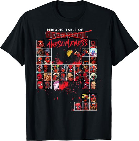 Discover Marvel Deadpool Periodic Table Of Awesomeness T-Shirt