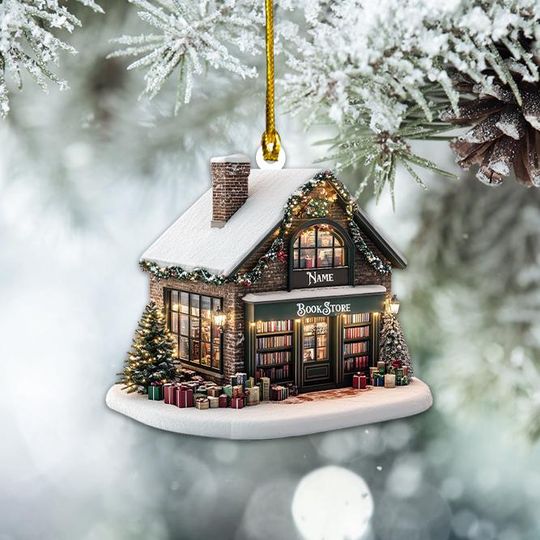Discover Personalized Bookstore Christmas Ornament, Reading Books Christmas Ornament, Bookworm Ornament, Librarian Ornament Holiday Gift
