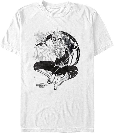 Discover Marvel mens Marvel Spider-man No Way Home Black and White Paint Splatter Men's T-shirt T Shirt, White, X-Large US