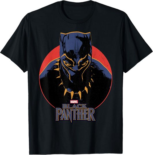 Discover Marvel Black Panther Movie Retro Circle Portrait T-Shirt T-Shirt