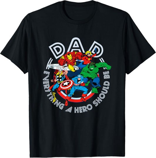 Discover Marvel Comics Retro Classic Father's Day Avengers Hero Dad T-Shirt
