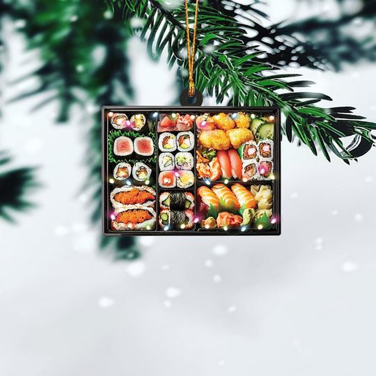 Discover Personalized Sushi Set Christmas Ornament, Sushi Christmas Ornament Gift, Sushi Lovers Holiday Ornament, Japanese Food Ornament