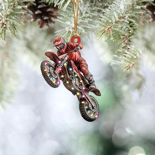 Discover Personalized Biker Christmas Ornament, Motorcycle Ornament, Motor Racing Ornament Gift, Motocross Ornament, Dirt Track Racing