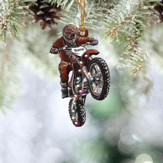 Discover Personalized Biker Christmas Ornament, Motorcycle Ornament, Motor Racing Ornament Gift, Motocross Ornament, Dirt Track Racing