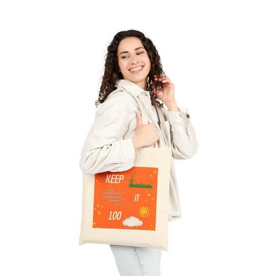 Discover Taylorr Inspired - "Keep It 100"  Canvas Tote Bag for Eco-Friendly  , Beach Days, Gifts, Travel, Events