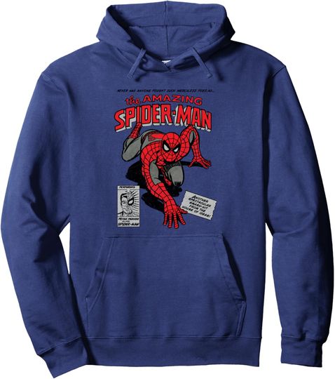 Discover Marvel Spider-Man Retro Comic Pullover Hoodie