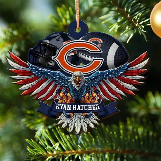 Discover Personalized Chicago Team Football Bearss Eagle Sport Ornament, Gift For Fans