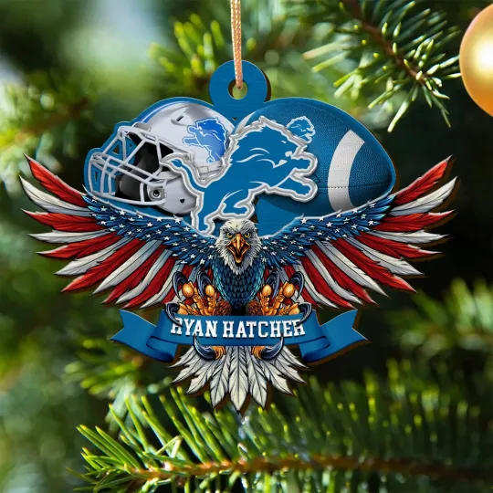 Discover Personalized Detroit Team Football Lionss Eagle Sport Ornament, Gift For Fans