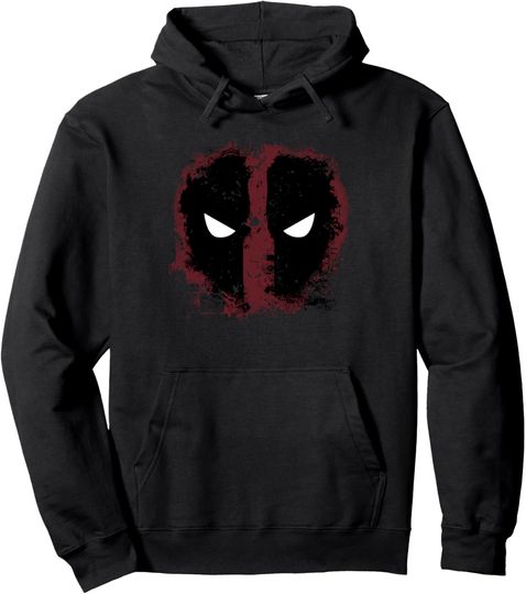 Marvel Comics Retro Classic Deadpool Mask Graffiti Big Face Pullover Hoodie, Gift For Fan