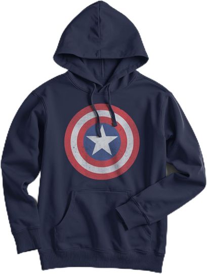 Marvel Men's Captain America Classic Shield Pull Over Hoodie, Gift For Fan