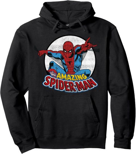 Marvel Amazing Spider-Man Vintage Circle Portrait Logo Pullover Hoodie, Gift For Fan