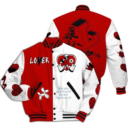 Discover Retro Varsity Jacket: Loser Lover All Over Print