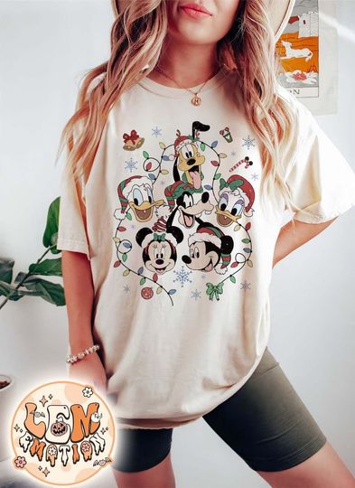 Discover Comfort Color Retro Mickey And Friends Disney Christmas Shirt, Disney Ornament Christmas T-shirt, Mickey Xmas, Magic Kingdom,Disney Trip Tee