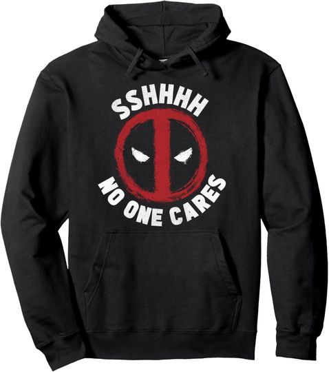 Discover Marvel Deadpool Sshhhh No One Cares Logo Pullover Hoodie