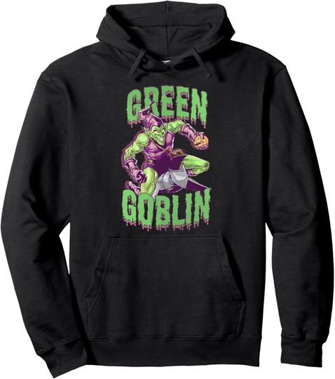 Marvel Halloween Green Goblin Slimy Font Vintage Comic Logo Pullover Hoodie, Gift For Fan