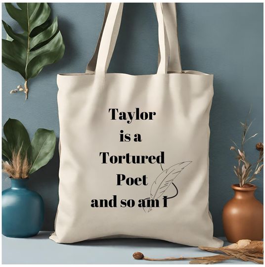 Discover Taylorr is a Tortured Poet and so am I Book Bag - Writers Bag - Poets Bag - Book Club - Writers Club Canvas Tote Bag Gift for Her