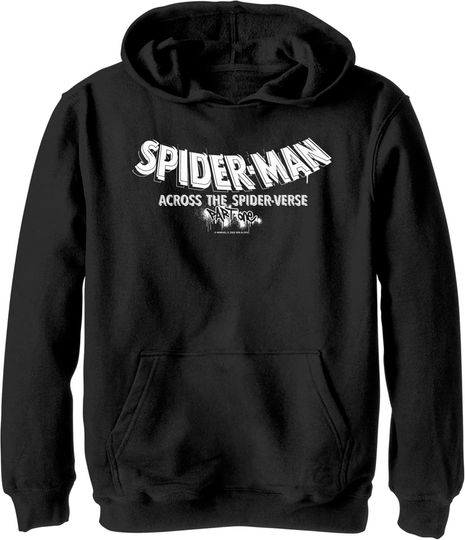 Discover Marvel Boy's Spider-Man: Across the Spider-Verse Movie Logo White Pull Over Hoodie