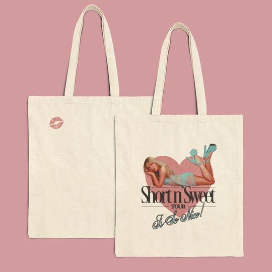 Discover Sabrina Carpenter Inspired Canvas Tote Bag | Short n Sweet Tour Tote | Cotton Canvas Shopping Bag | Eco Friendly Beach Bag  | Gift For Her