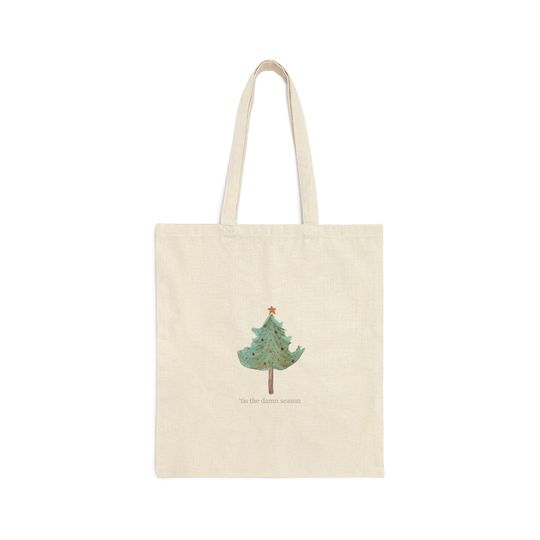 Tis The Damn Season Taylorr Swifts Lyrics Holiday Watercolor Tree Cotton Canvas Tote Bag