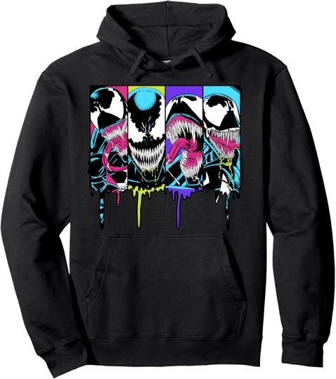 Marvel Venom Colorful Dripping Comic Panel Pullover Hoodie, Gift For Fan
