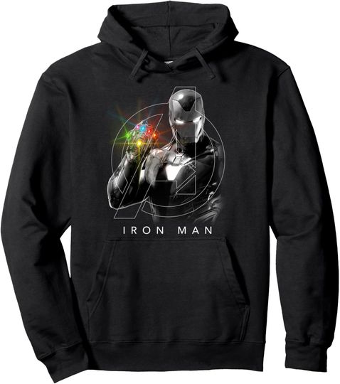 Marvel Avengers Endgame Glowing Stones Logo Overlay Portrait Pullover Hoodie, Gift For Fan
