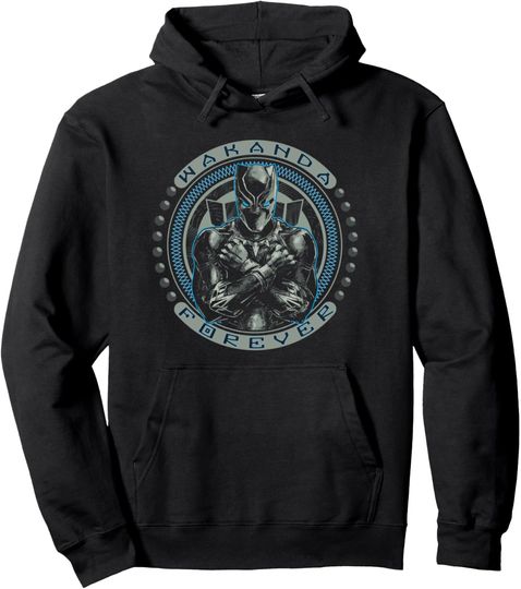Marvel Black Panther T'Challa Wakanda Forever Black Pullover Hoodie, Gift For Fan