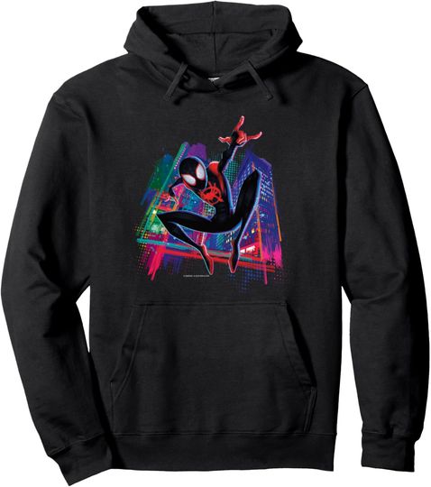 Marvel Spider-Man Miles Morales Graffiti City Pullover Hoodie, Gift For Fan