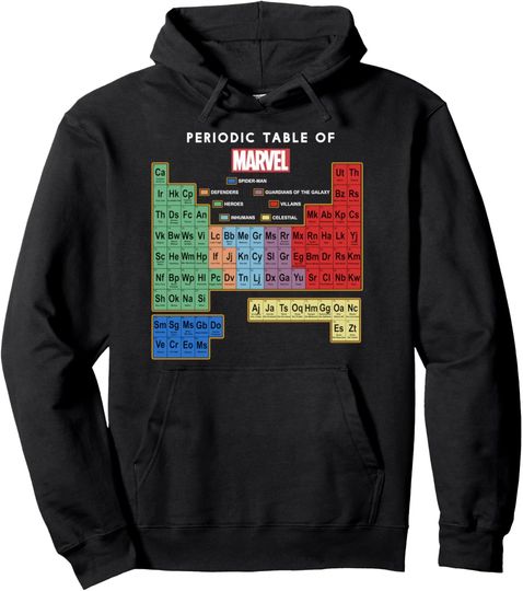Discover Marvel Ultimate Periodic Table Of Elements Graphic Hoodie Pullover Hoodie