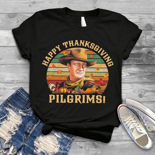 Discover Happy Thanksgiving Pilgrims Cowboy T-Shirt, Vintage Cowboy Lover Tee, Gift for Friends