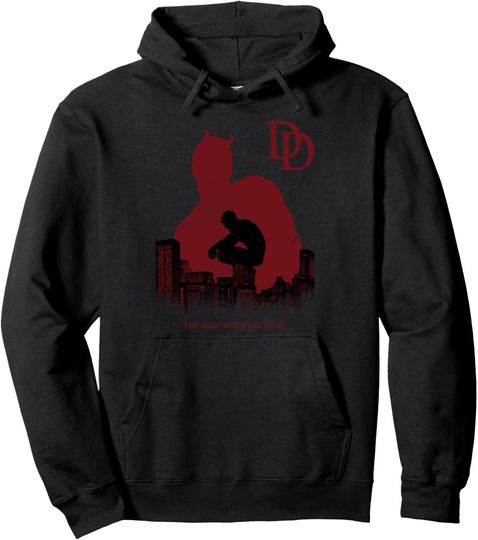 Marvel Daredevil The Man Without Fear Silhouette Pullover Hoodie, Gift For Fan