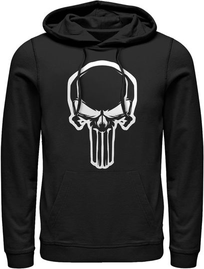Men's Marvel Retro Punisher Skull Large Icon Pull Over Hoodie, Gift For Fan